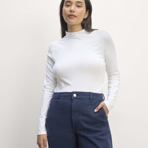 Everlane Shirt Womens Small White The Form Funnel Neck Supima Cotton Tee Long